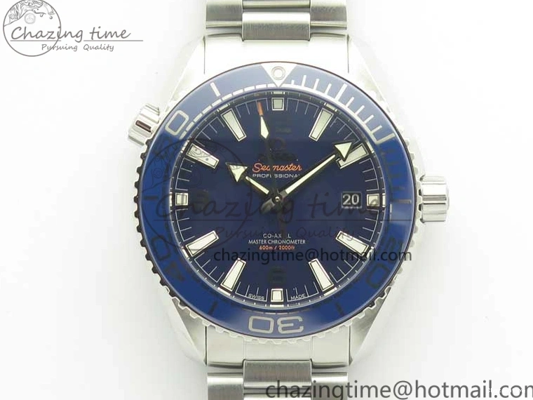 0428 Planet Ocean 2016 43.5mm SS Blue Bezel OM 1:1 Best Edition Blue Dial on SS Bracelet A8900 V WellDesigned 8029